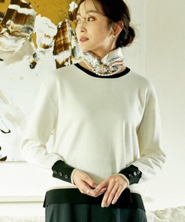 【アンサンブル可/きれいめ】ウールミラノリブニット