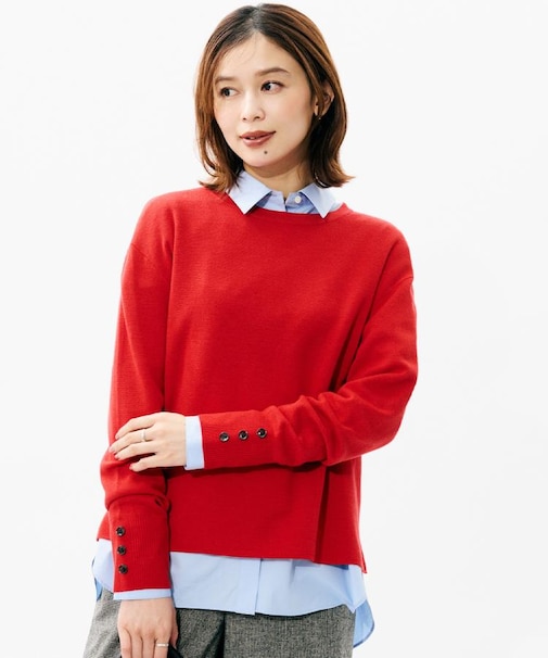 【アンサンブル可/きれいめ】ウールミラノリブニット