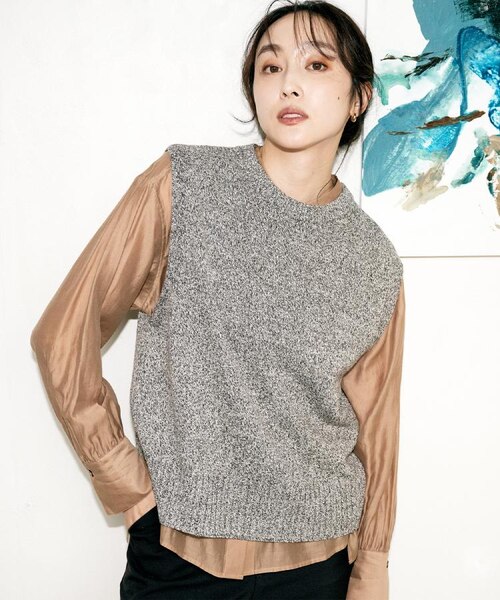 重ね着レイヤードに】杢調ニットベスト｜アンタイトルの通販｜&mall