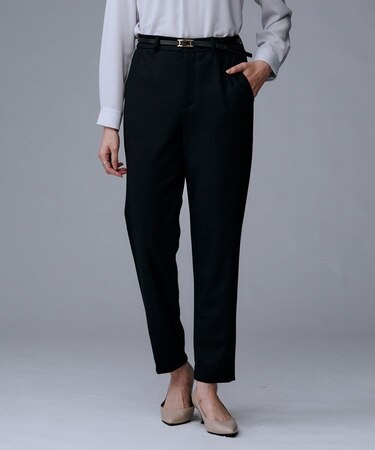 【洗えるスーツ／ストレッチ】ウール混ジャージ テーパードパンツ