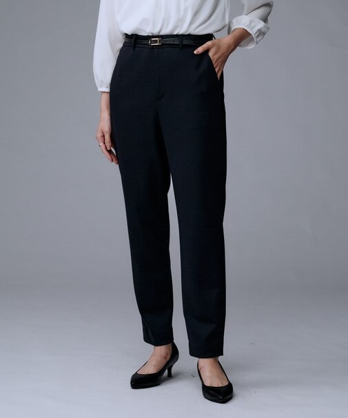 【洗えるスーツ／ストレッチ】ウール混ジャージ テーパードパンツ