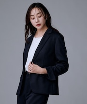 【洗えるスーツ／ストレッチ】ウール混ジャージ テーラードジャケット