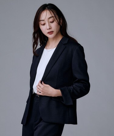 【洗えるスーツ／ストレッチ】ウール混ジャージ テーラードジャケット