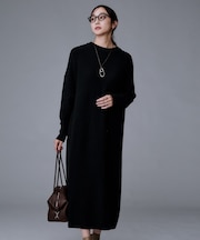 【ロング丈/ゆったりシルエット】テントライン ニットワンピース