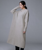 【ロング丈/ゆったりシルエット】テントライン ニットワンピース