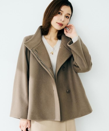 【着回しが効く／オンオフアウター】ウールショートコート