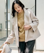 【着回しが効く/オンオフアウター】ウールショートコート