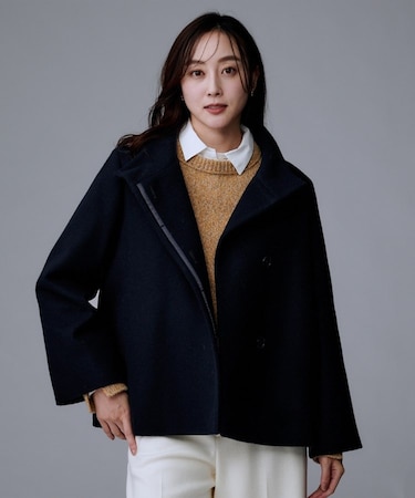 【着回しが効く/オンオフアウター】ウールショートコート