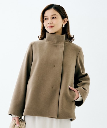 【着回しが効く／オンオフアウター】ウールショートコート
