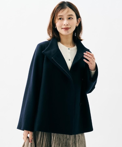 【着回しが効く／オンオフアウター】ウールショートコート