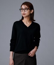 【洗える/薄手】Vネックプルオーバーニット