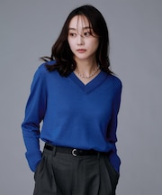 【洗える/きれいめ】Vネックプルオーバーニット