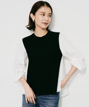 【TORRAZZO DONNA】ニット×ファブリックティアードブラウス