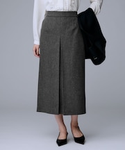 【ミディ丈/シーズンレス/ウエスト後ろゴム】シルクネップツイード ナロースカート
