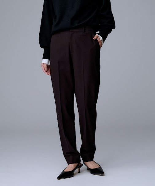 【暖か素材/ストレッチ性】裏起毛テーパードパンツ