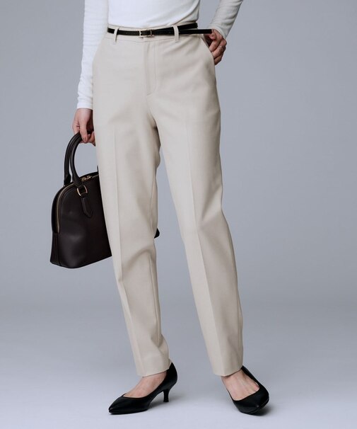 【暖か素材/ストレッチ性】裏起毛テーパードパンツ