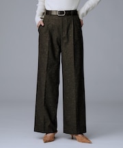 【ワイド/後ろゴム/シーズンレス】シルクネップツイードパンツ