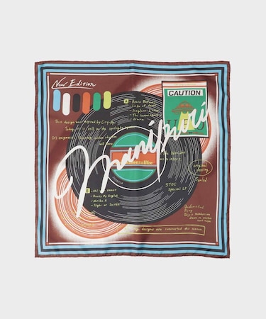 【manipuri】65×65正方形 レコード シルクスカーフ