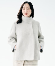 【エレガント／ミディアウター】ミックスヘリンボンコート