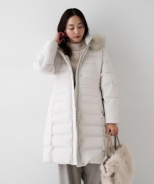 【はっ水機能/フード取り外し可/防寒】ロングダウンコート