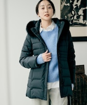 【はっ水機能/フード取り外し可】ミディダウンコート