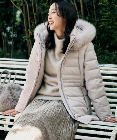 【はっ水機能/フード取り外し可】ミディダウンコート