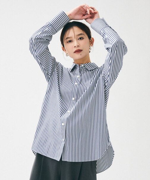 【重ね着レイヤード/スーツブラウス】ファインブロードベーシックシャツ