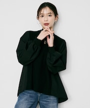 【TORRAZZO DONNA】ニット×ファブリック ハイブリッドブラウス