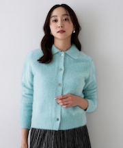 【大人な品格/ふわふわニット】フォックスカシミヤ衿付きカーディガン