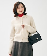 【大人な品格/ふわふわニット】フォックスカシミヤ衿付きカーディガン