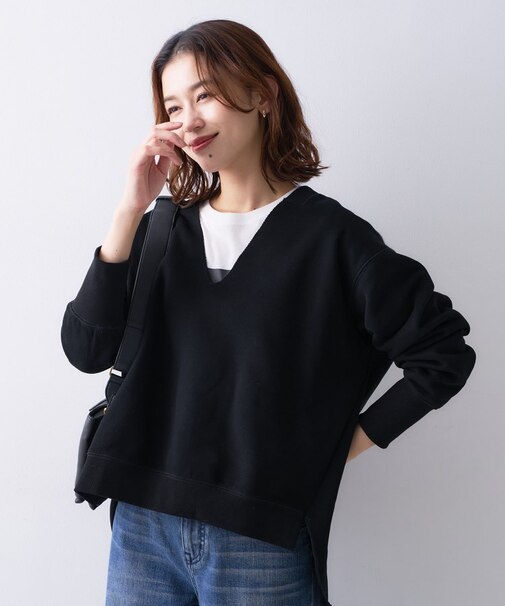 【Liyoca】ソフト裏毛Vネックプルオーバー