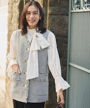 【オンオフ使える】スラブツイード ジレ