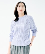 【すっきりコンパクト】スポンディッシュ ケーブル柄プルオーバー
