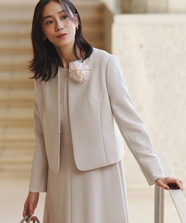 【洗える/ストレッチ性/軽い】ノーカラージャケット