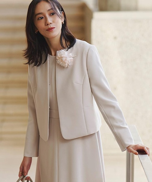 【洗える/ストレッチ性/軽い】ノーカラージャケット