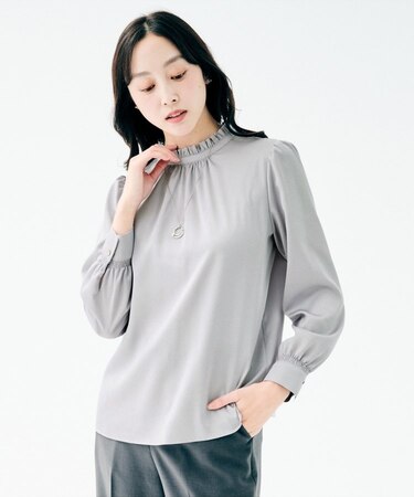 ハイネックフリル ブラウス