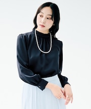 ハイネックフリル ブラウス