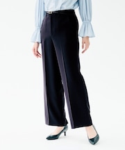 【洗えるスーツ／ストレッチ性／後ろウエストゴム】ワイドパンツ