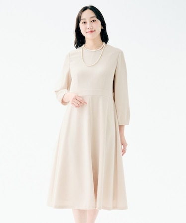 【洗える/ストレッチ性/フォーマル】フレアワンピース
