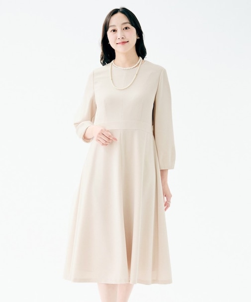 【洗える/ストレッチ性/フォーマル】フレアワンピース
