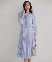 【セレモニー/フォーマル/洗える】ボウタイ プリーツワンピース