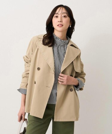 【はっ水/洗える/セレモニーにも】タスランショートトレンチコート