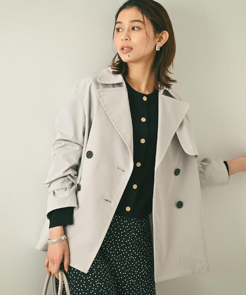 【はっ水/洗える/セレモニーにも】タスランショートトレンチコート