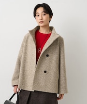 【スタンドカラー/オンオフ使える】クラシカルツイードコート