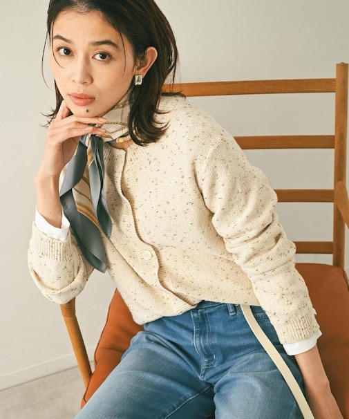 【洗える/すっきり丈】ラメノット ニットカーディガン