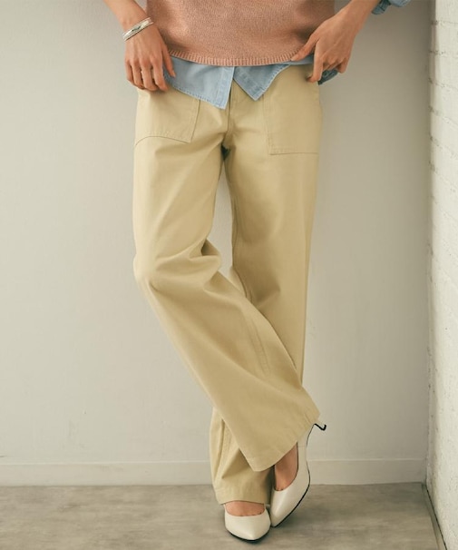 【コットン100/洗える】サテンベイカーパンツ