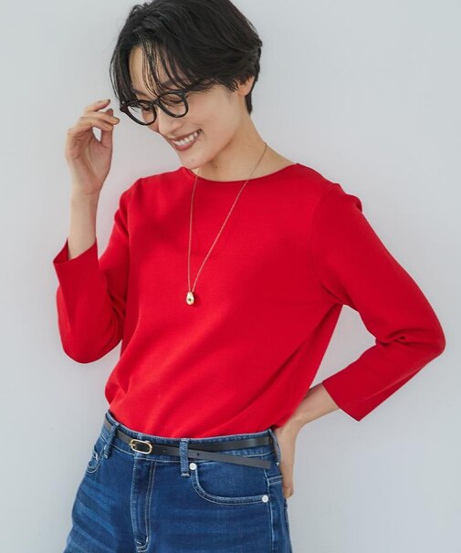 ボートネックコットンプルオーバー