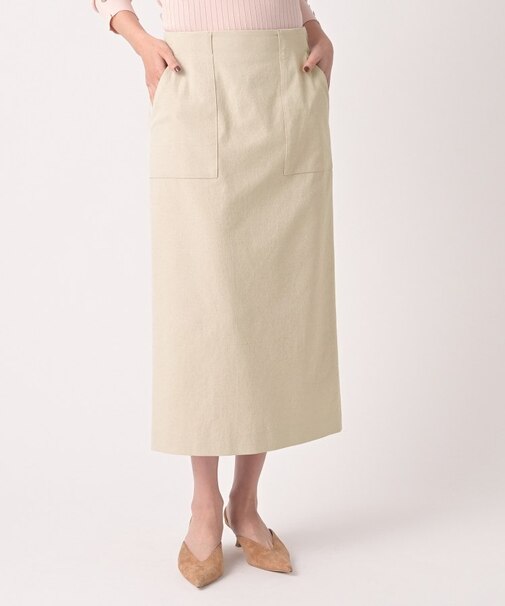 【洗える/後ろウエストゴム】オックスアイラインスカート
