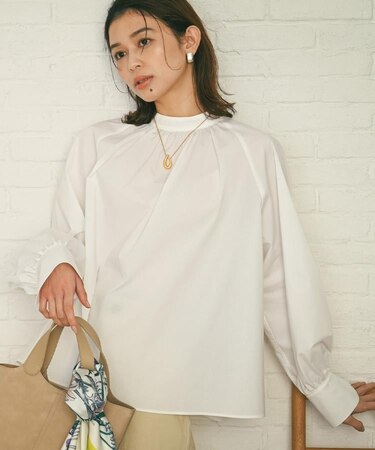 タイプライタースタンドネックブラウス