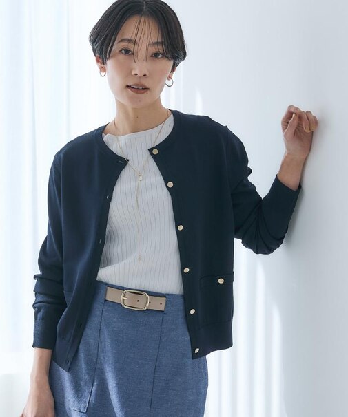 クルーネックニットカーディガン